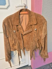 Frauen Damen Wildrindsleder Western Fransenjacke Größe 158/34 mit Gürtel TOP