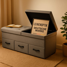 Sitzbank mit Stauraum Grau faltbar Sitz Hocker Truhe Würfel Box Aufbewahrungsbox