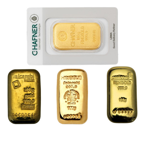100 goldbarren guss 999 - guss, 999,9