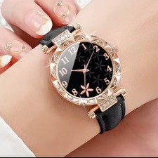 DAMEN ARMBANDUHR LEDER DAMENUHR QUARZUHR UHR UHREN SCHMUCK ACCESSOIRS (NEU)