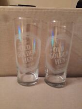 altes Golden Henne Pint Glas X2