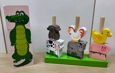 Baby Kinder Spielzeug Holz Steckspiel Stapelspiel Tiere Klötze 