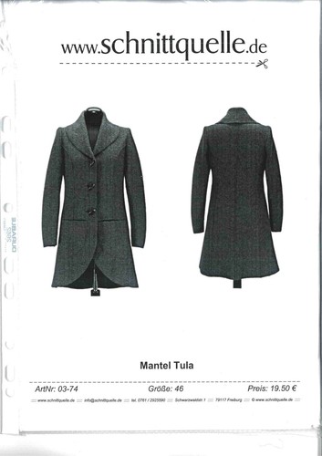 Schnittmuster mantel tula - schnittmuster,