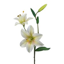 Kunstblume LILIE 60cm. Mit 2 künstlichen Lilien Blüten und Knospe. CREME