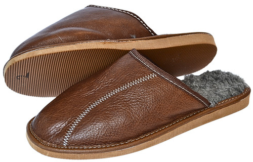 Herren leder hausschuhe braun - hausschuhe,