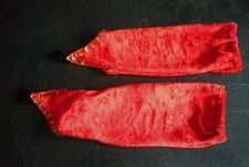 Handschuhe Stulpen Armstulpen Bauchtanz Karneval  Samt rot mit gold Pailletten