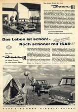 Glas Automobile Dingolfing XL Reklame 1960 Isar 61 Werbung Camping