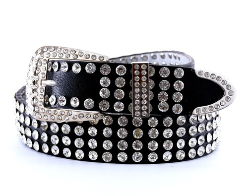 Damen leder gürtel - leder, strass