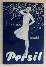 Persil weiße Dame Reklameschild blau Werbeschild geprägt 58,5x38,5cm