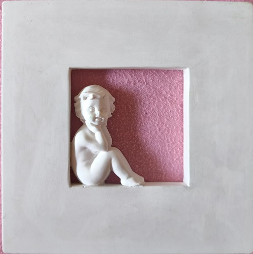 Wandrelief putto engelkind - 3d,