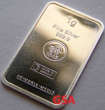 10 x HEIMERLE & MEULE - 999 SILBER - SILBERBARREN - ANLAGE WIE SILBERMÜNZE