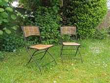 2 Stühle Bistrostühle Terrasse Balkon Garten Gusseisen Bambus