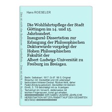 Die Wohlfahrtspflege der Stadt Göttingen im 14. u ROESELER, Hans: