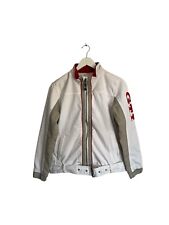 Vintage GTI dicke Baumwolle Gürtel Jacke hochgeschlossen weiß rot Gr M 10 12