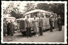 Fotografie Bus Mercedes Benz, Betriebsausflug Busfahrt nach Malente 1958 