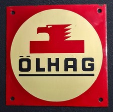 ÖLHAG 1928 emailliertes Säulenschild  ORIGINAL        kein Dapolin Shell Esso
