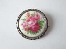 800 Silber Porzellanbrosche