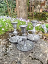 3 alte Zinn Kerzenständer