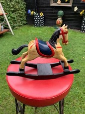 Dekoratives Vintage Miniatur-Schaukelpferd aus Holz