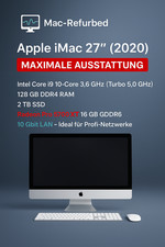 Apple iMac 27" 2020 i9 3.6GHz, 128GB RAM, 2TB SSD, Pro 5700 XT 16GB, 10 Gbit LAN