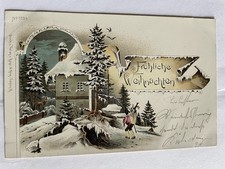 Ansichtskarten Weihnachten Zwerg Litho Winter Wald Forsthaus