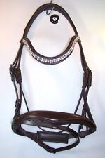 tolle Trense braun Leder Stirnriemen klar Baguette  Strass NEU