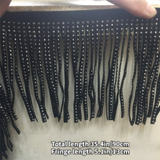 0.9m Kunst Wildleder Quasten Fransen Perlen Samt Rand DIY Nähen Basteln Schwarz