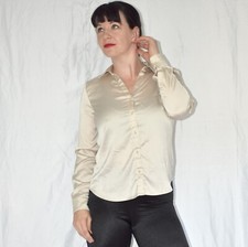 H&M* beige Glanz Satin Bluse* M (40) * glänzendes Oberteil* Shirt Tunika