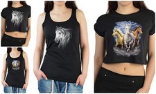 Pferde Motiv T-Shirt - Damen Shirt Mädchen Top Pferdemotiv - Pferdekopf T-Shirt