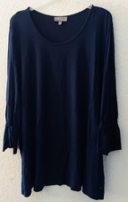 Ulla Popken Shirt Tunika, dunkelblau mit Schleifchen, Gr. 50/52 