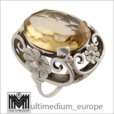 Prachtvoller XXL Art Deco Silber Ring Citrin Blume silver ring citrine flower