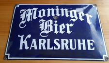 Emailschild gewölbt Brauerei Moninger Bier Karlsruhe Ferro-Email