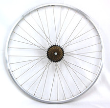 28 Zoll Hinterrad Laufrad Hohlkammerfelge YAK19 + 7 fach Shimano Kranz silber