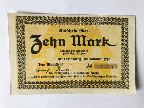 Notgeld quedlinburg gutschein - notgeld, quedlinburg,