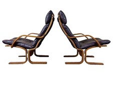 2x 60er 70er Jahre Sessel Easy Chair Ledersessel Westnofa Norway Mid Century