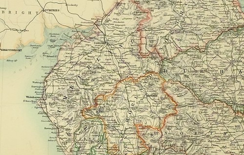 1891 antik landkarte england - antik,