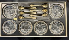 Vintage Obst & Eis Glas Schüsseln & Löffel Set Italian Summer 12 Teile Verpackt