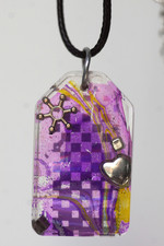 Modeschmuck, Kette mit Anhänger aus Epoxidharz, Unikat, Selbstgemacht