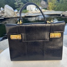 Handtasche Vintage Leder Ledertasche Tasche Tragetasche Schlangenleder Bag beige