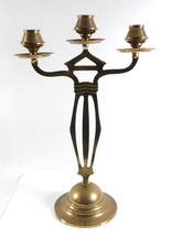 großer Jugendstil Messingleuchter 3flammig 41,5 cm