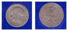 5 Zlotych, 1933, (S), ss, Frauenkopf, Polen