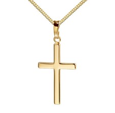Kreuz-Anhänger Gold-Kreuz 585 Gold 14 Karat als Kettenanhänger in Hochglanz