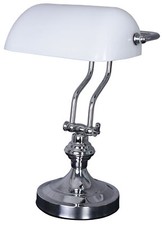 Bankerlampe weiss Tischlampe silber Bankers Lamp Bankierlampe Bürolampe Leuchte