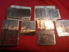 Stickschablone Wäscheschablonen ,Kupferblech, Initialen AZ & WT alt 