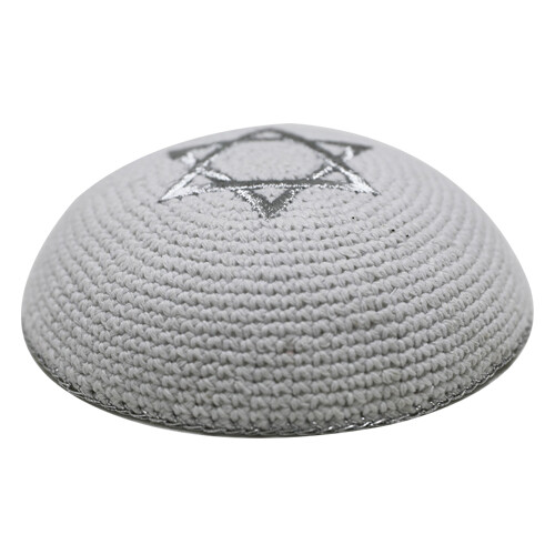 Weiß gestrickte kippa - gestrickte, kippah
