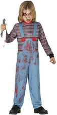Kostüm besessene Puppe Einteiler Overall Halloween Karneval Kinder