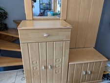 Garderobe 3-teilig mit Spiegel buchefarben