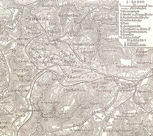 Alte lithographie remscheid - alte, lithographie,