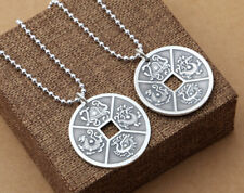 D07 Anhänger 4 Tiere des Feng Shui Feinsilber Drache Phönix Tiger Schildkröte 