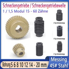 1 1,5 Modul 15 - 60 Zähne Messing Schneckengetriebe Worm Zahnräder Schneckenrad